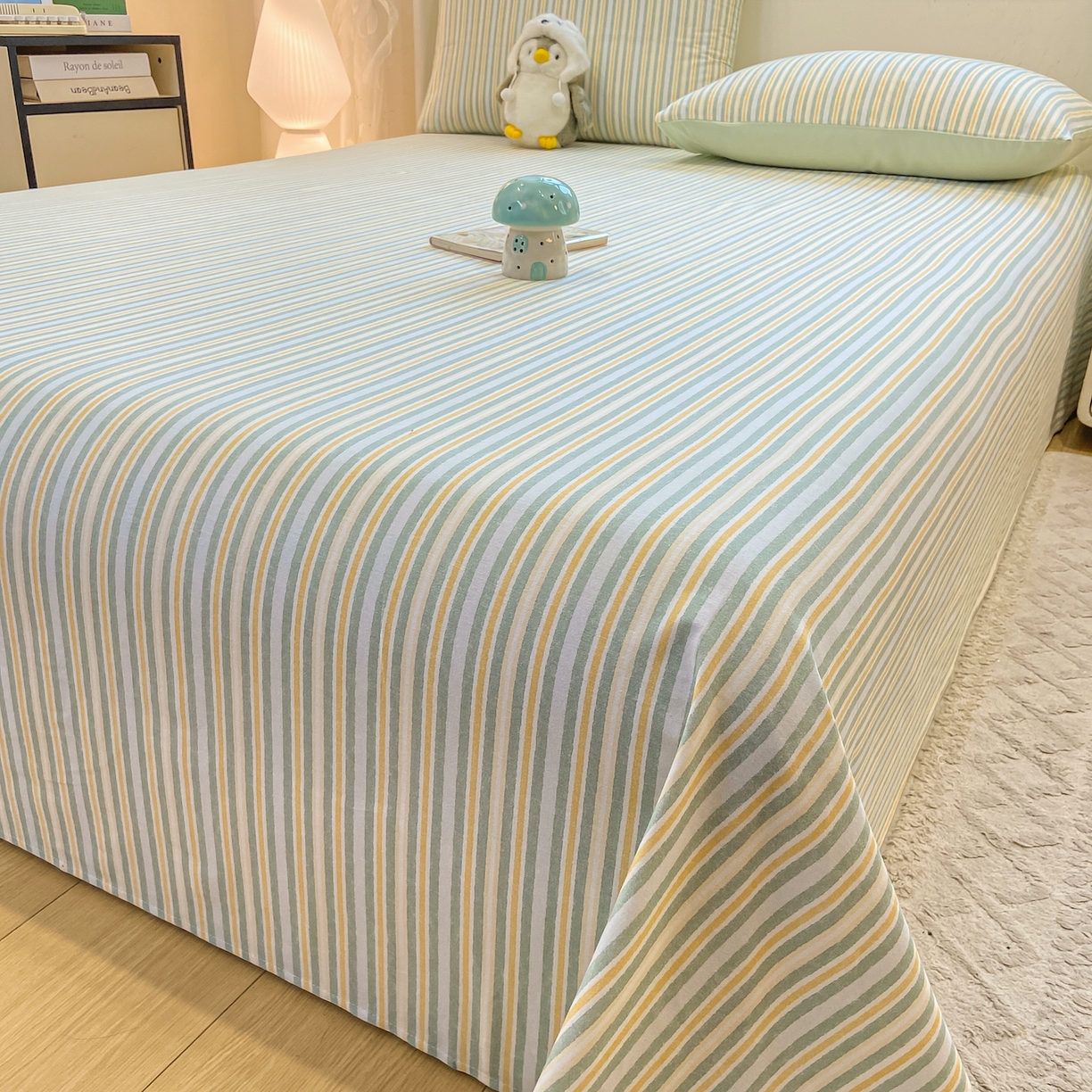 91家纺网 家纺一手货源 找家纺 灰鲸 2025新款全棉纯棉磨毛单床单 静初-绿