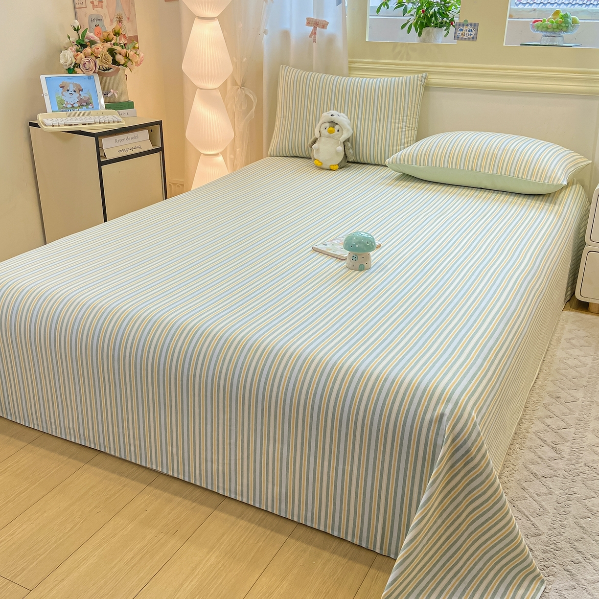 91家纺网 家纺一手货源 找家纺 灰鲸 2025新款全棉纯棉磨毛单床单 静初-绿