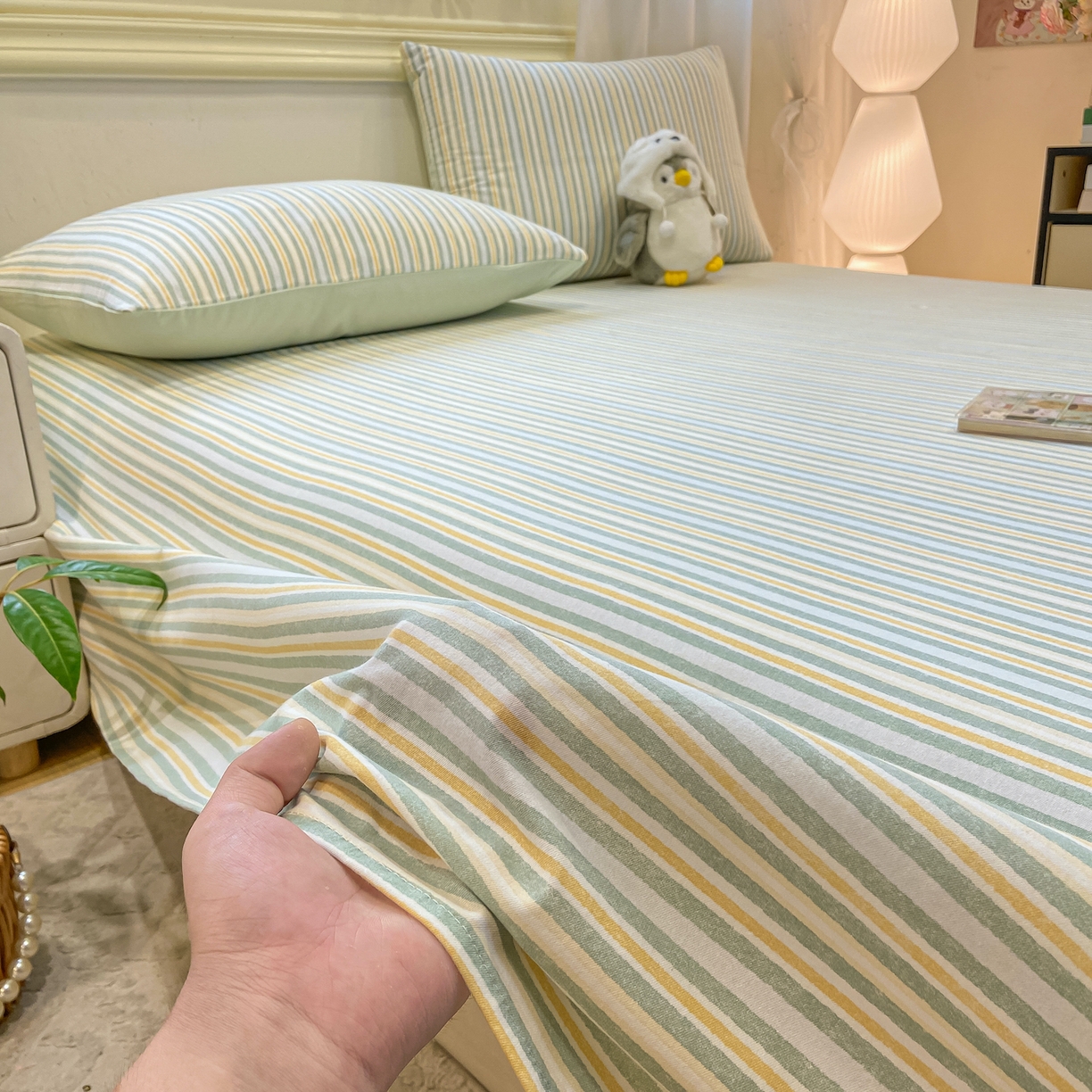 91家纺网 家纺一手货源 找家纺 灰鲸 2025新款全棉纯棉磨毛单床单 静初-绿