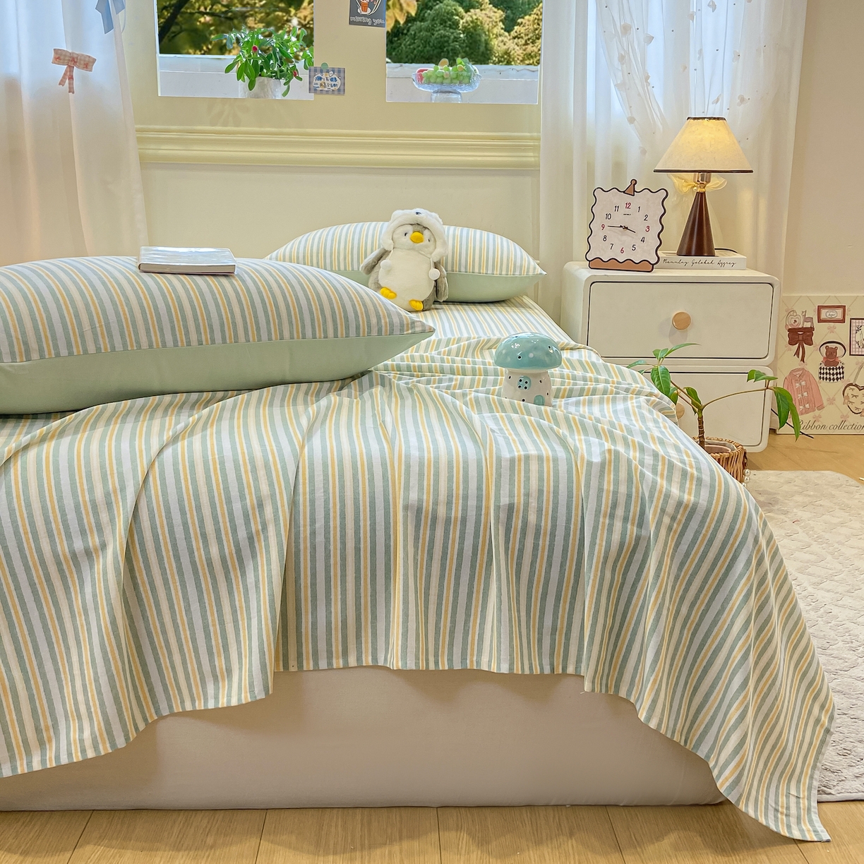 91家纺网 家纺一手货源 找家纺 灰鲸 2025新款全棉纯棉磨毛单床单 静初-绿