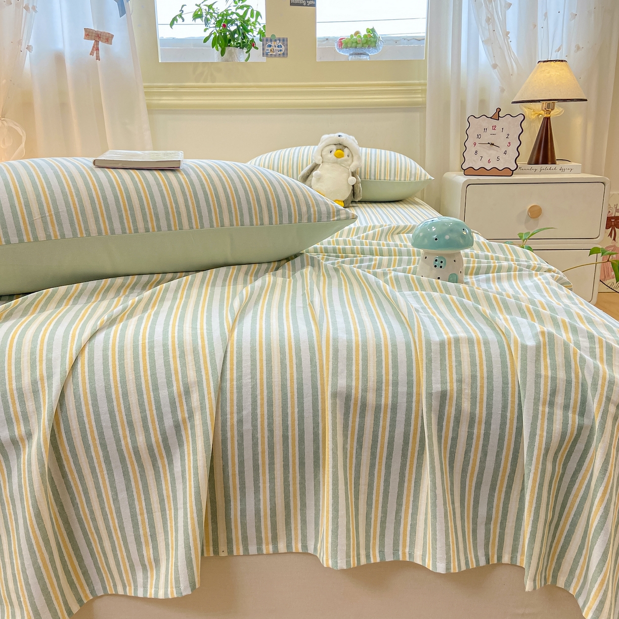 91家纺网 家纺一手货源 找家纺 灰鲸 2025新款全棉纯棉磨毛单床单 静初-绿