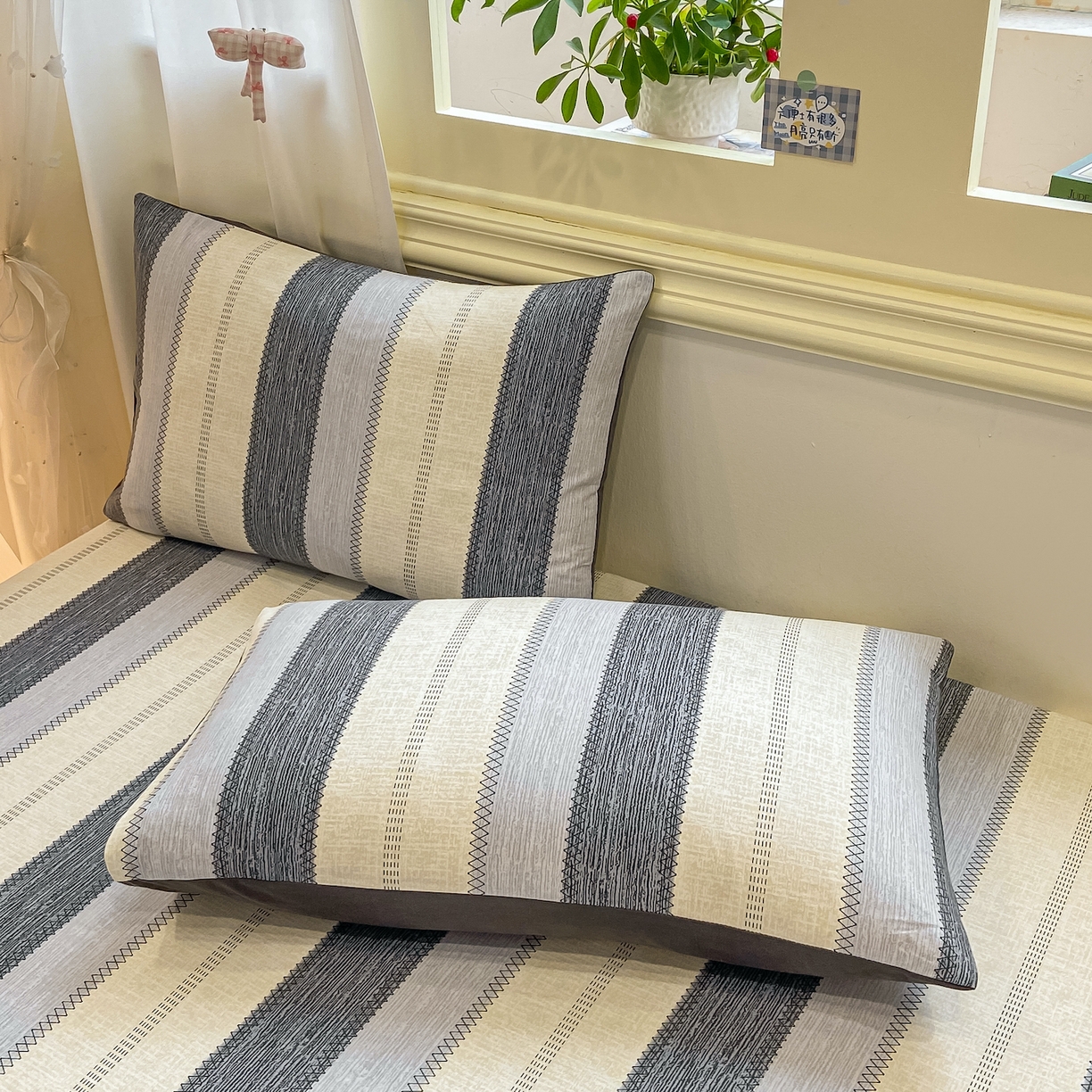 91家纺网 家纺一手货源 找家纺 灰鲸 2025新款全棉纯棉磨毛单床单 格律-灰