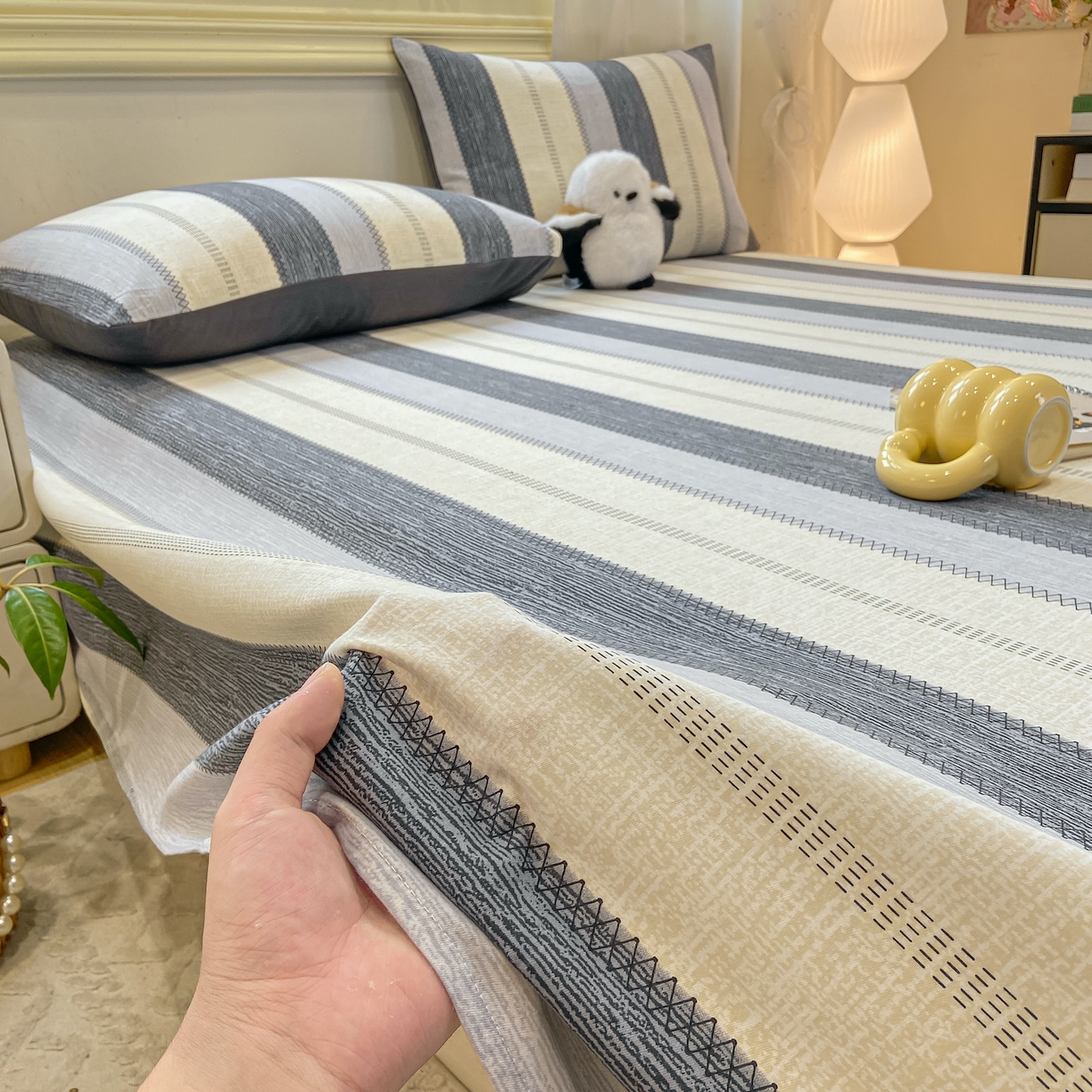 91家纺网 家纺一手货源 找家纺 灰鲸 2025新款全棉纯棉磨毛单床单 格律-灰