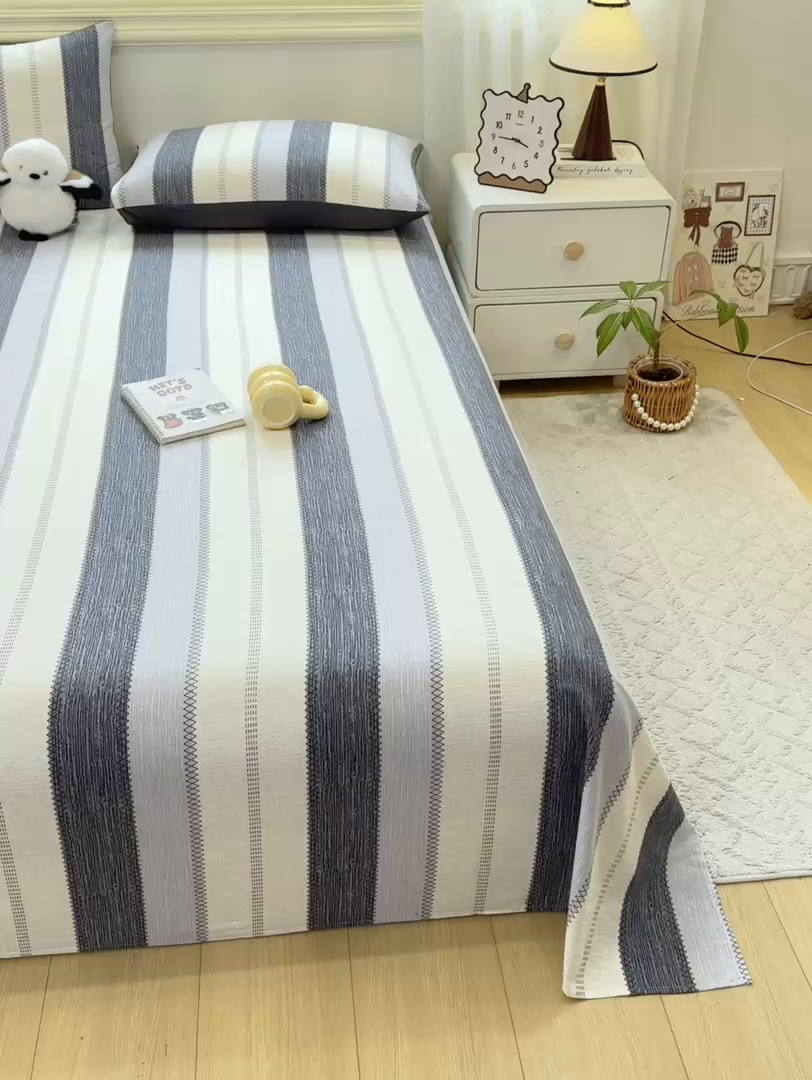 91家纺网 家纺一手货源 找家纺 灰鲸 2025新款全棉纯棉磨毛单床单 格律-灰