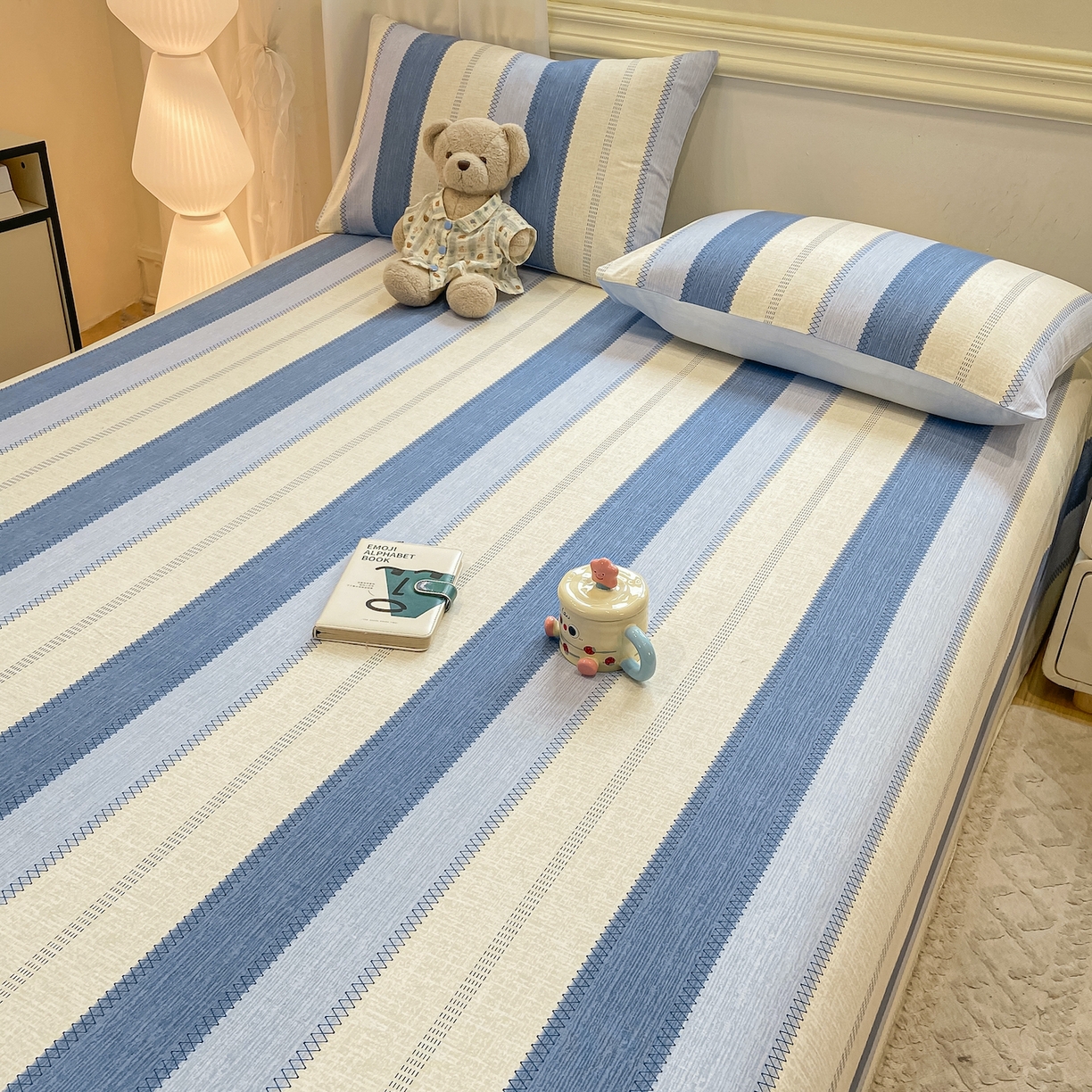 91家纺网 家纺一手货源 找家纺 灰鲸 2025新款全棉纯棉磨毛单床单 格律-蓝