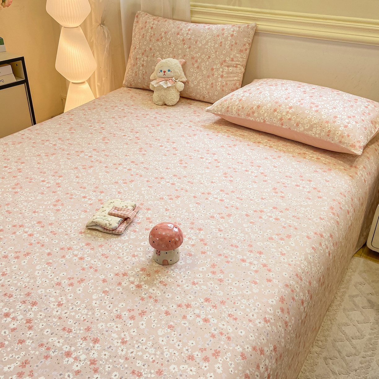 91家纺网 家纺一手货源 找家纺 灰鲸 2025新款全棉纯棉磨毛单床单 零落-粉