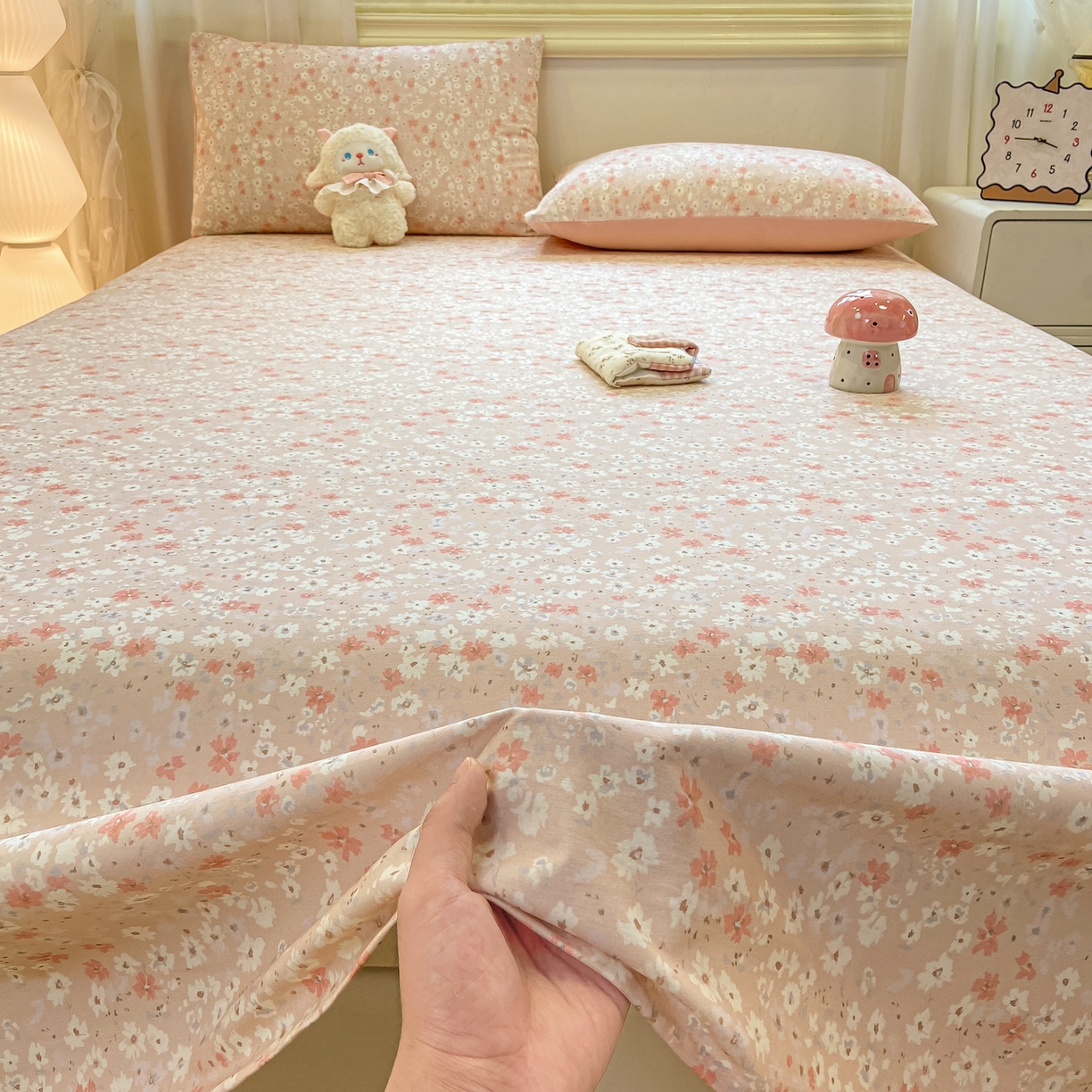 91家纺网 家纺一手货源 找家纺 灰鲸 2025新款全棉纯棉磨毛单床单 零落-粉