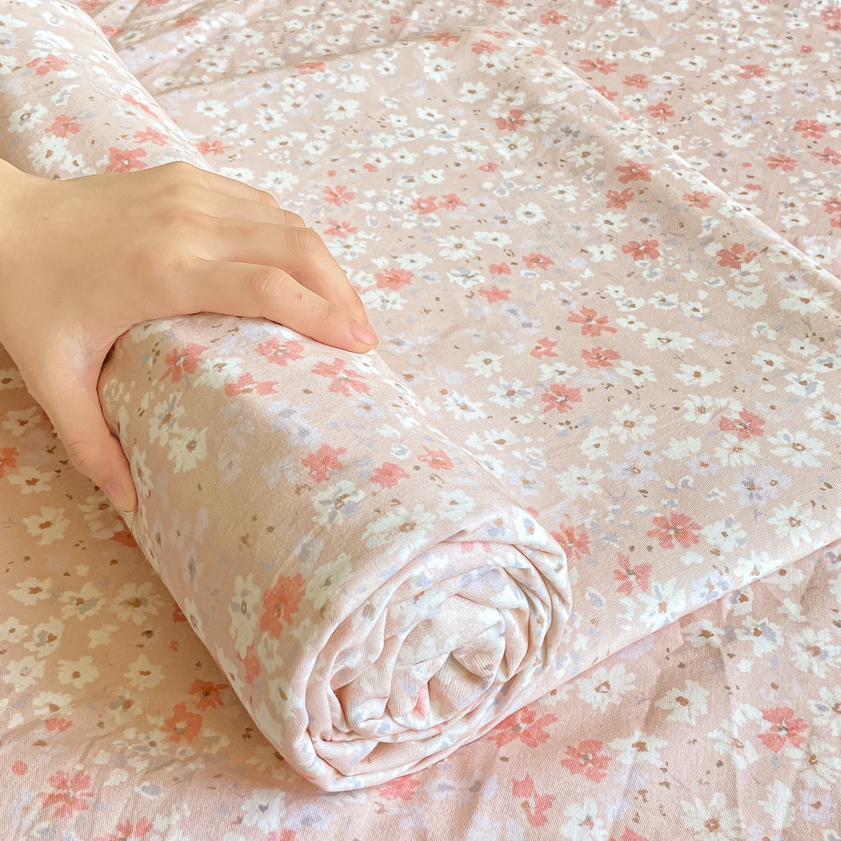 91家纺网 家纺一手货源 找家纺 灰鲸 2025新款全棉纯棉磨毛单床单 零落-粉