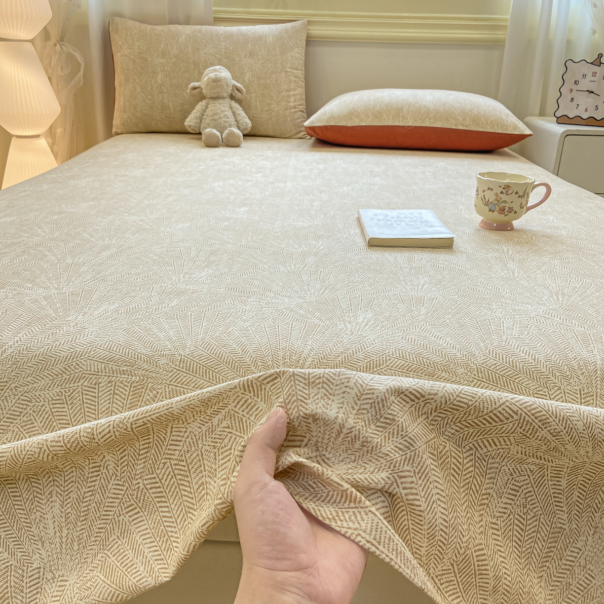 91家纺网 家纺一手货源 找家纺 灰鲸 2025新款全棉纯棉磨毛单床单 南昭-咖