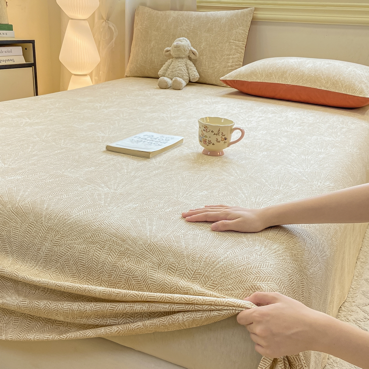 91家纺网 家纺一手货源 找家纺 灰鲸 2025新款全棉纯棉磨毛单床单 南昭-咖