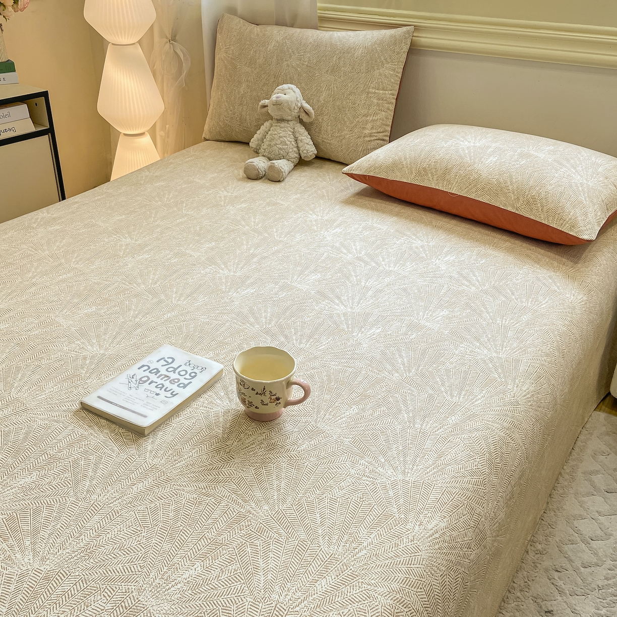 91家纺网 家纺一手货源 找家纺 灰鲸 2025新款全棉纯棉磨毛单床单 南昭-咖