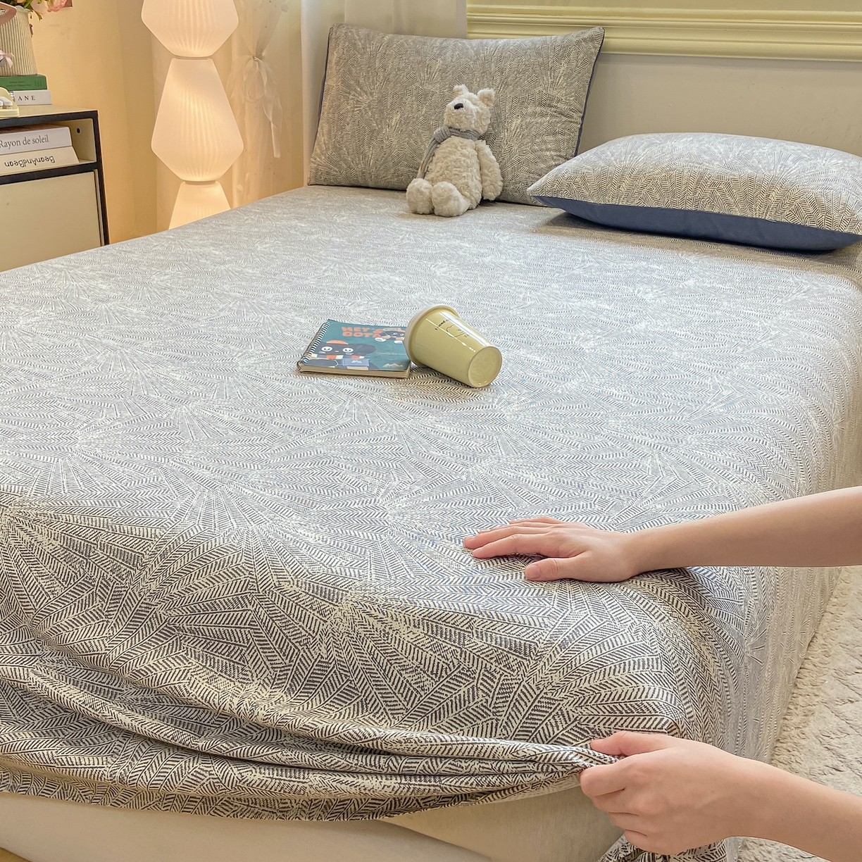 91家纺网 家纺一手货源 找家纺 灰鲸 2025新款全棉纯棉磨毛单床单 南昭-蓝