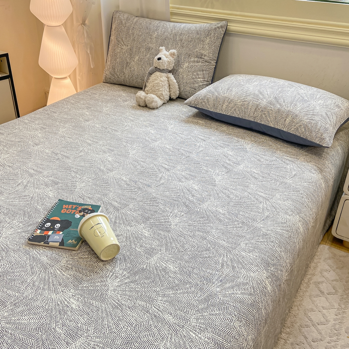 91家纺网 家纺一手货源 找家纺 灰鲸 2025新款全棉纯棉磨毛单床单 南昭-蓝