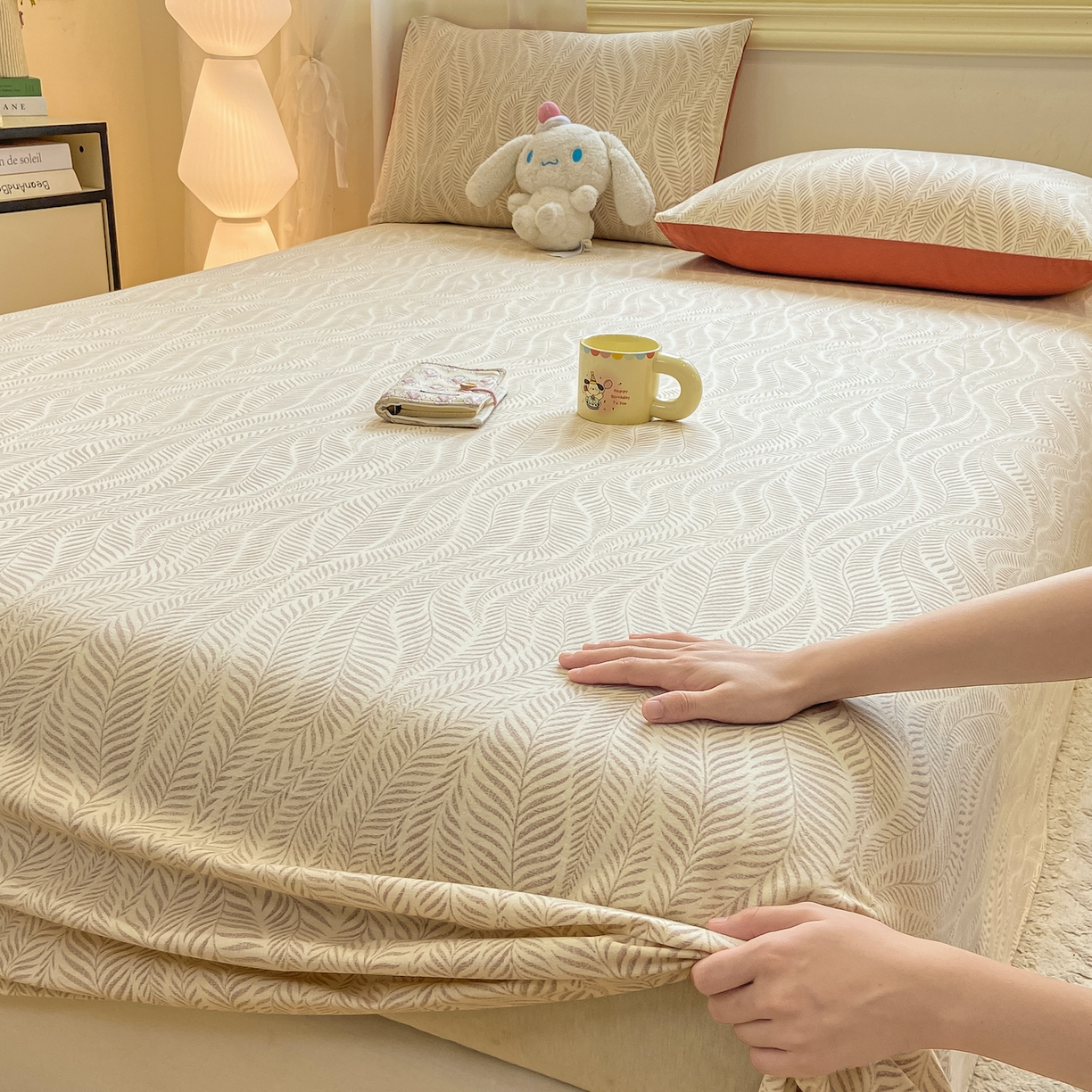 91家纺网 家纺一手货源 找家纺 灰鲸 2025新款全棉纯棉磨毛单床单 千逐-咖