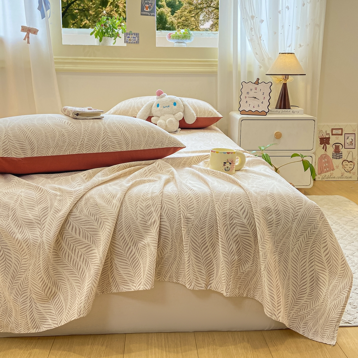 91家纺网 家纺一手货源 找家纺 灰鲸 2025新款全棉纯棉磨毛单床单 千逐-咖