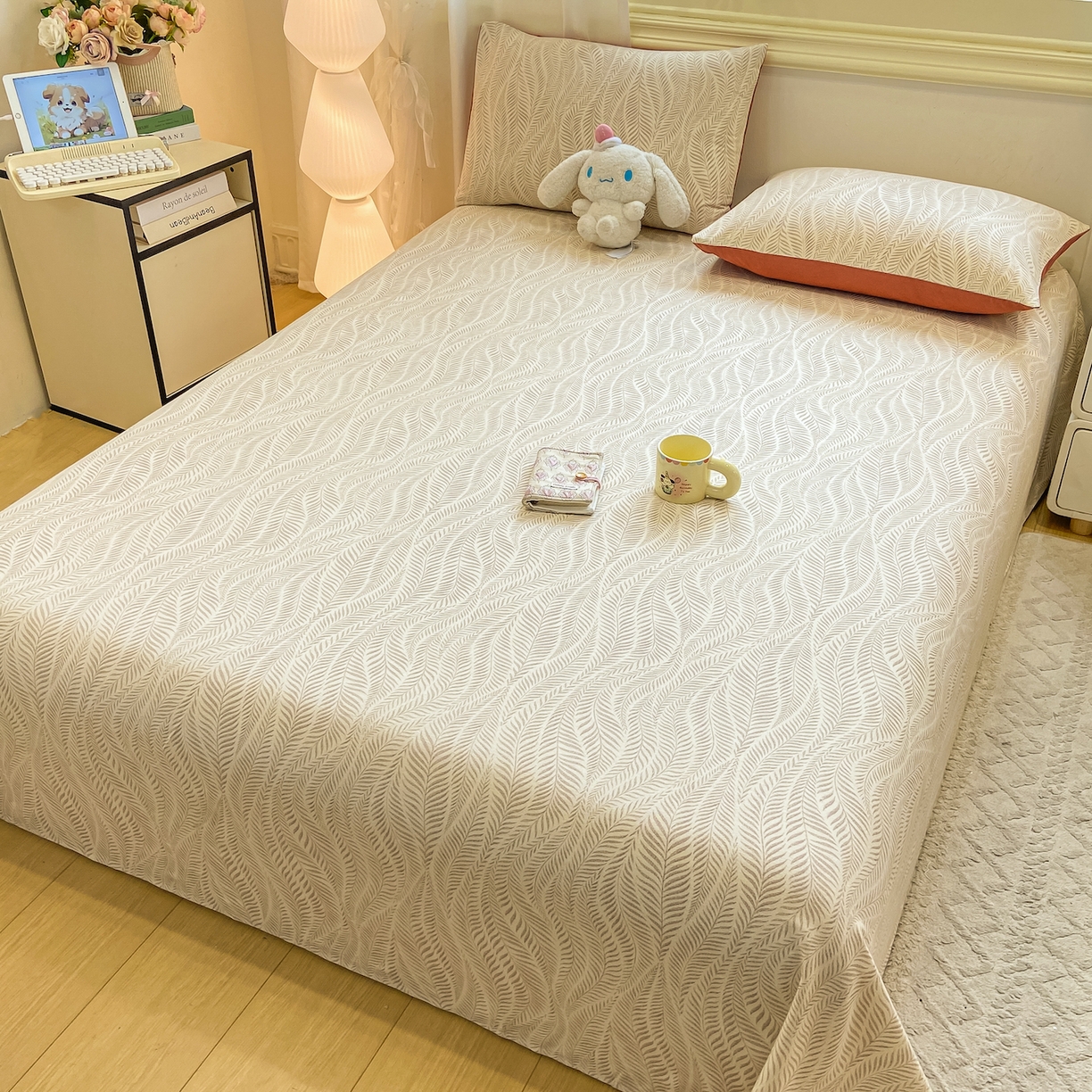 91家纺网 家纺一手货源 找家纺 灰鲸 2025新款全棉纯棉磨毛单床单 千逐-咖