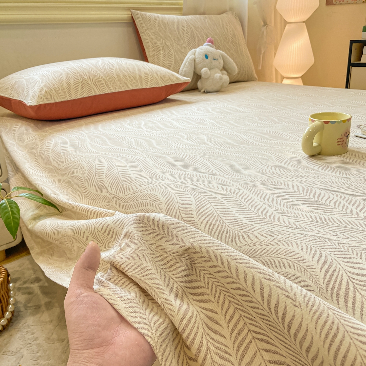 91家纺网 家纺一手货源 找家纺 灰鲸 2025新款全棉纯棉磨毛单床单 千逐-咖