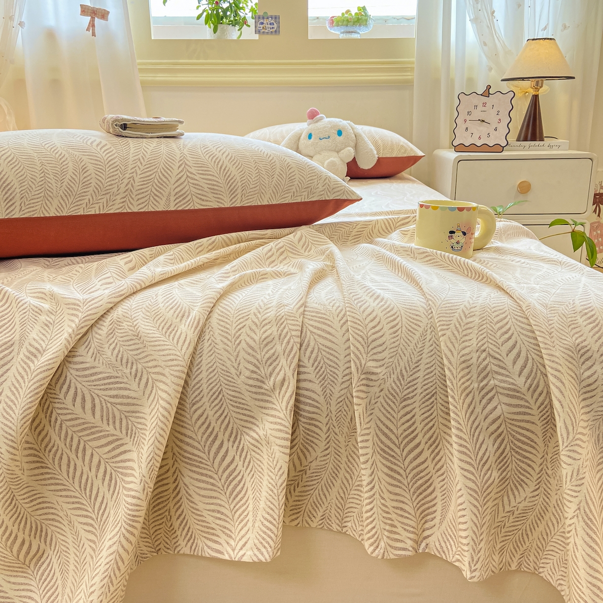 91家纺网 家纺一手货源 找家纺 灰鲸 2025新款全棉纯棉磨毛单床单 千逐-咖