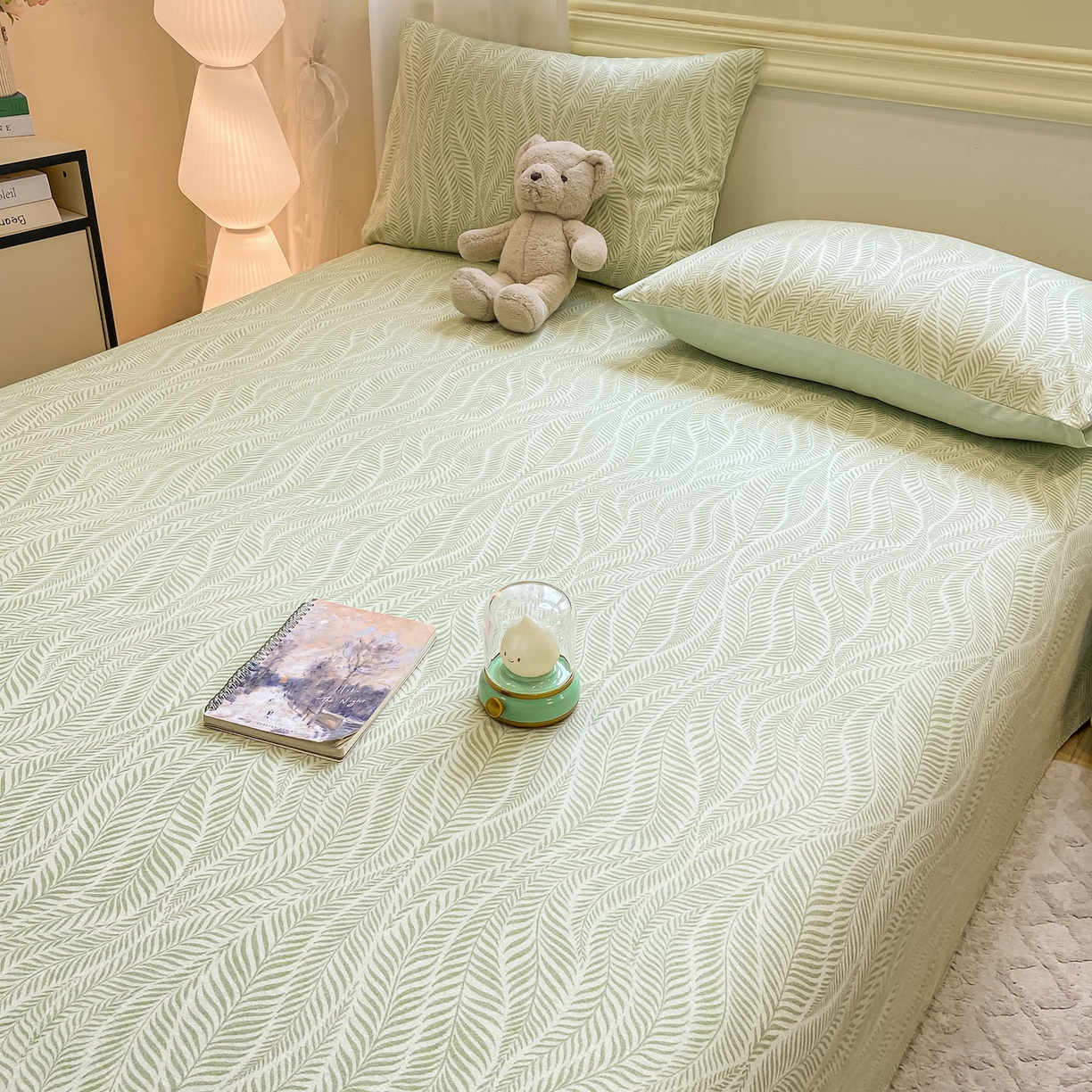 91家纺网 家纺一手货源 找家纺 灰鲸 2025新款全棉纯棉磨毛单床单 千逐-绿