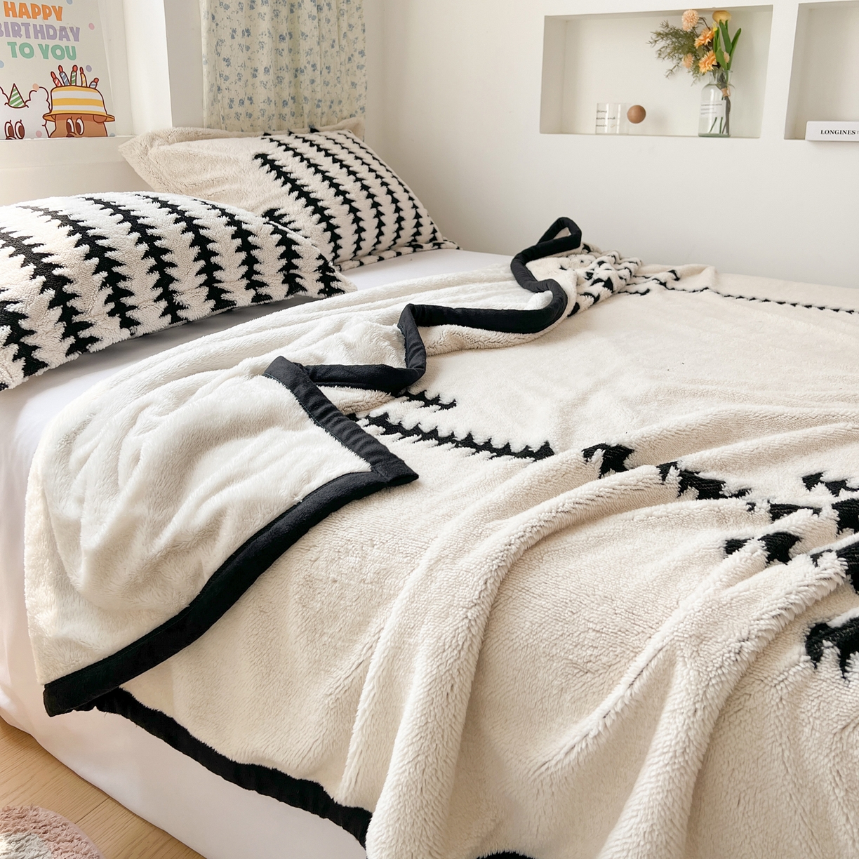 91家纺网 家纺一手货源 找家纺 寐居家纺 2025新款A类多功能北极绒毛毯 几何秘境