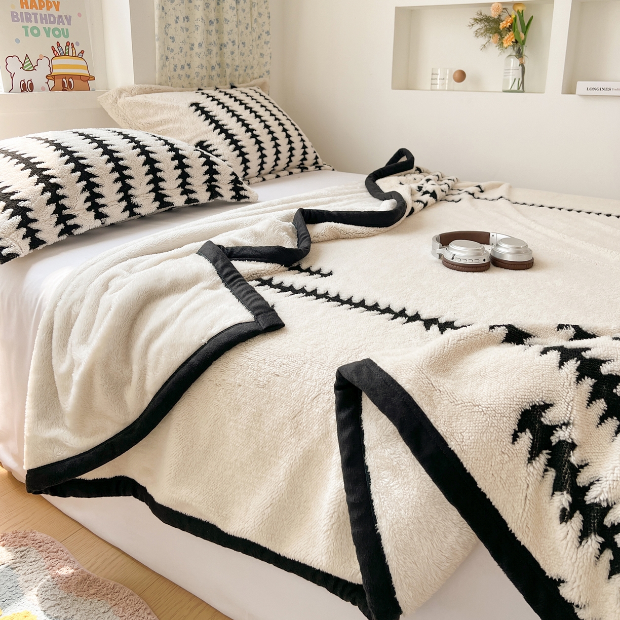 91家纺网 家纺一手货源 找家纺 寐居家纺 2025新款A类多功能北极绒毛毯 几何秘境