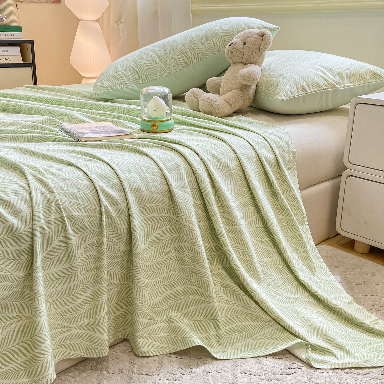 91家纺网 家纺一手货源 找家纺 灰鲸 2025新款全棉纯棉磨毛单床单 千逐-绿