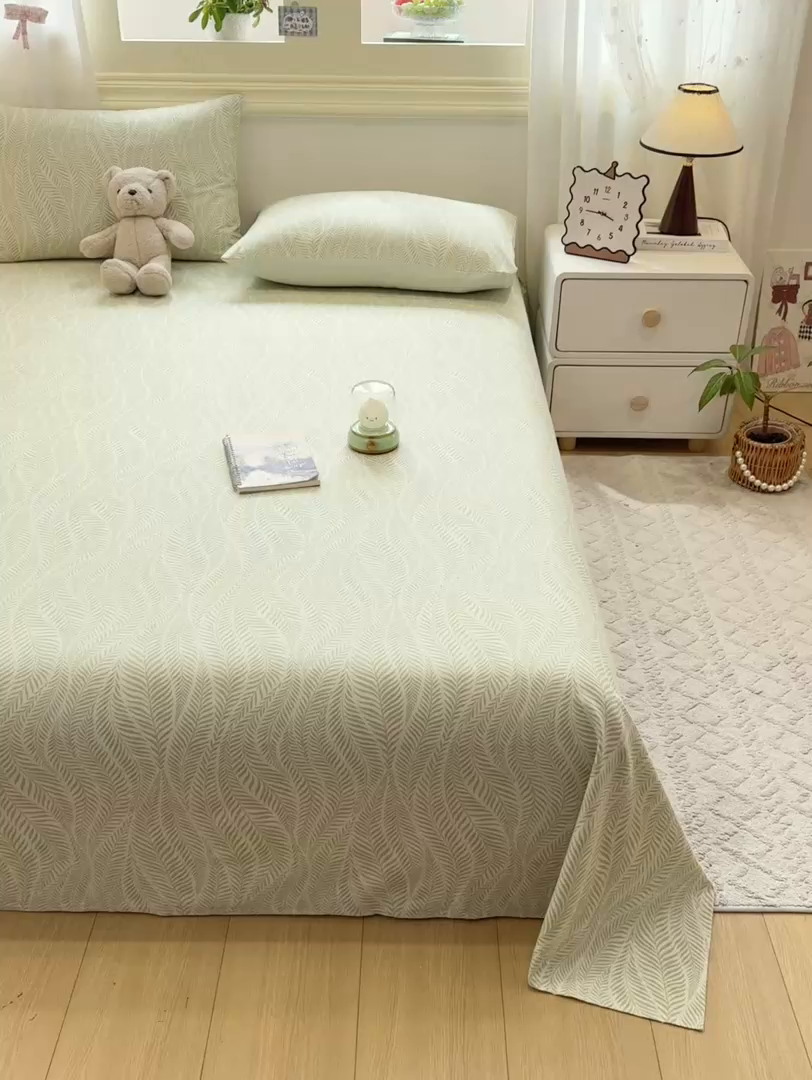 91家纺网 家纺一手货源 找家纺 灰鲸 2025新款全棉纯棉磨毛单床单 千逐-绿