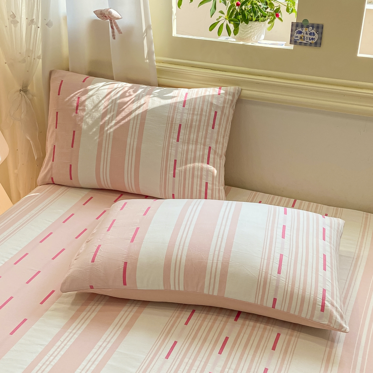 91家纺网 家纺一手货源 找家纺 灰鲸 2025新款全棉纯棉磨毛单床单 速律-粉