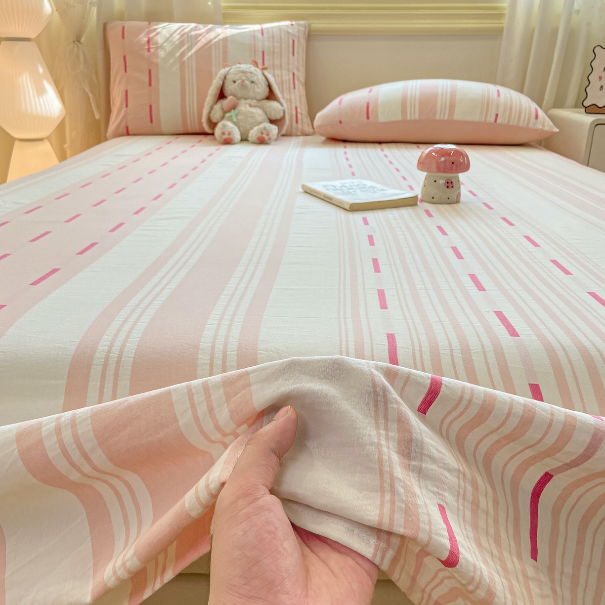 91家纺网 家纺一手货源 找家纺 灰鲸 2025新款全棉纯棉磨毛单床单 速律-粉