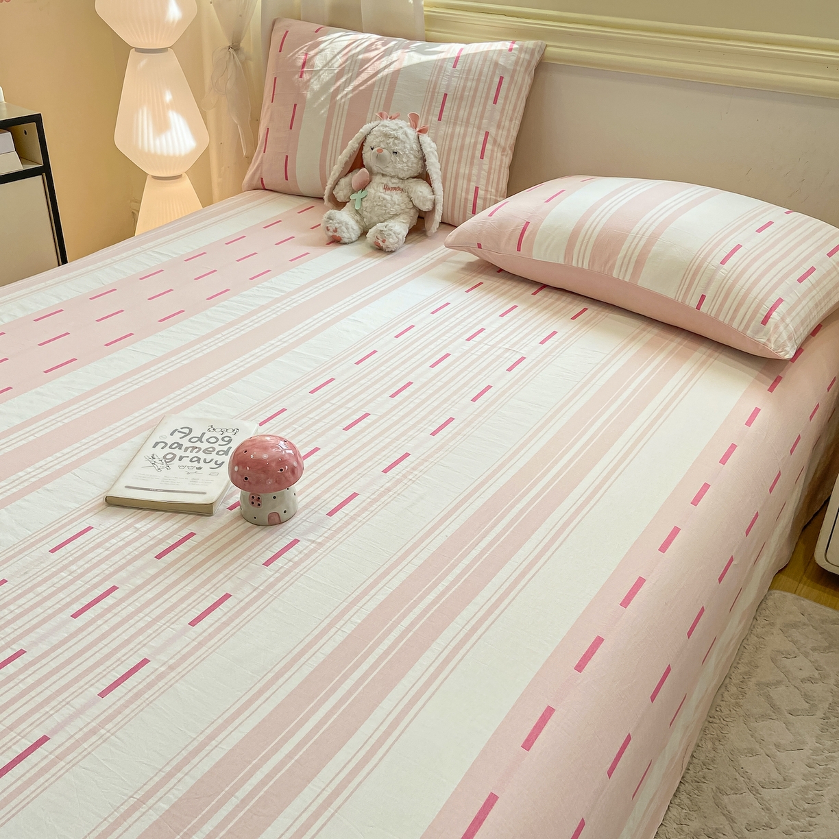 91家纺网 家纺一手货源 找家纺 灰鲸 2025新款全棉纯棉磨毛单床单 速律-粉