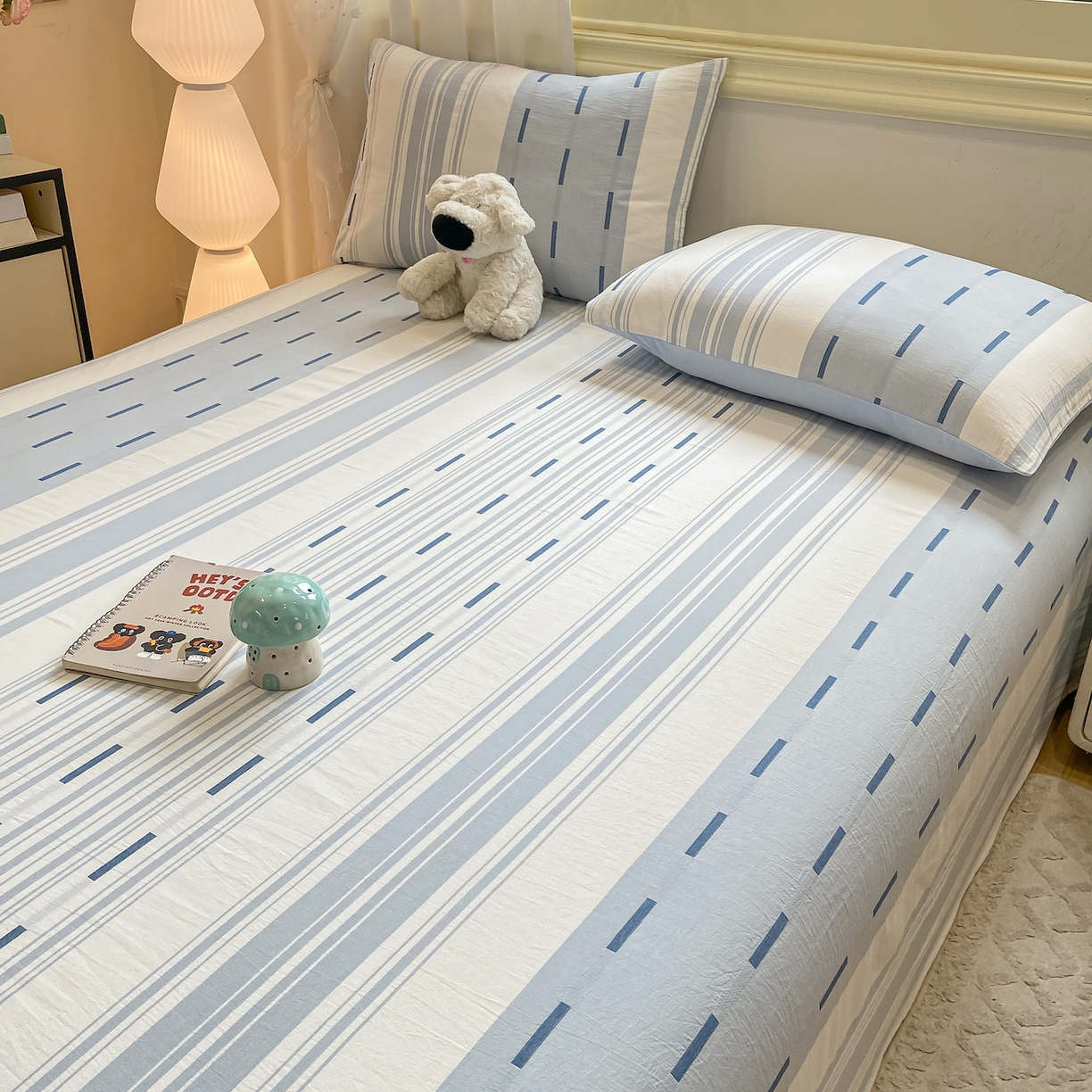 91家纺网 家纺一手货源 找家纺 灰鲸 2025新款全棉纯棉磨毛单床单 速律-蓝