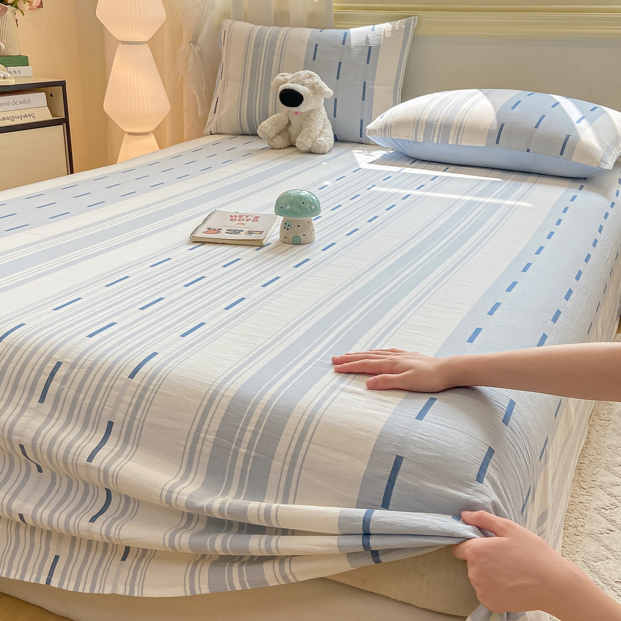 91家纺网 家纺一手货源 找家纺 灰鲸 2025新款全棉纯棉磨毛单床单 速律-蓝