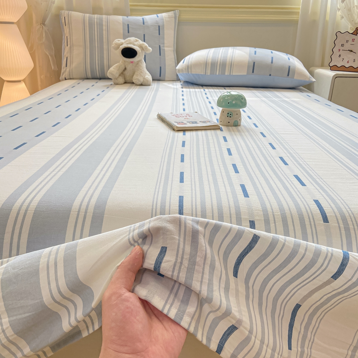 91家纺网 家纺一手货源 找家纺 灰鲸 2025新款全棉纯棉磨毛单床单 速律-蓝