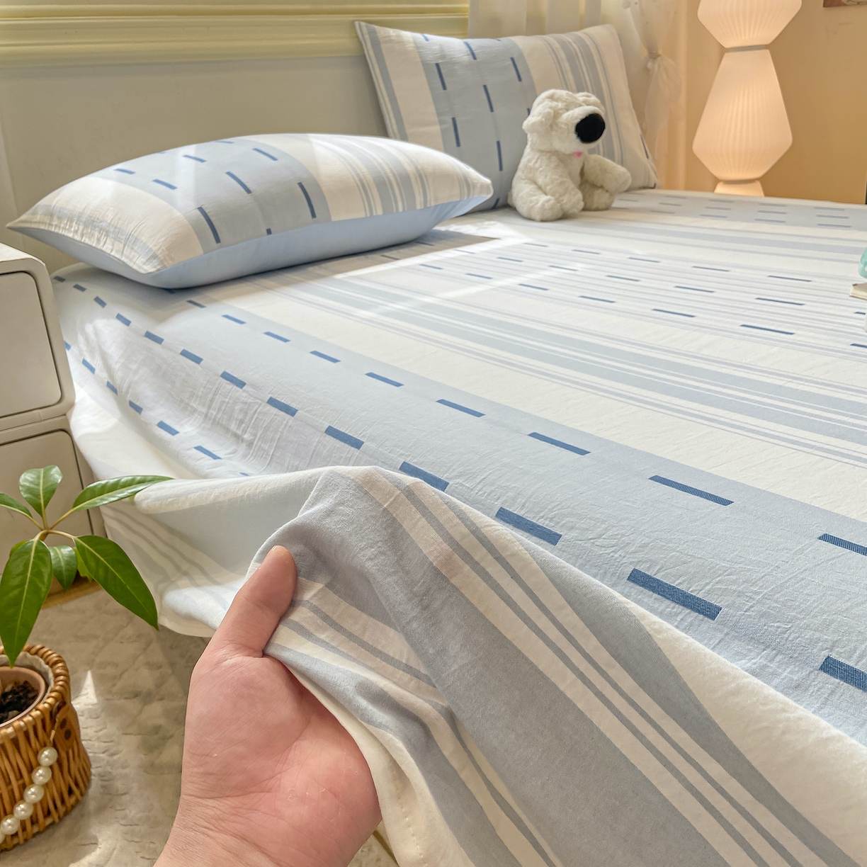 91家纺网 家纺一手货源 找家纺 灰鲸 2025新款全棉纯棉磨毛单床单 速律-蓝