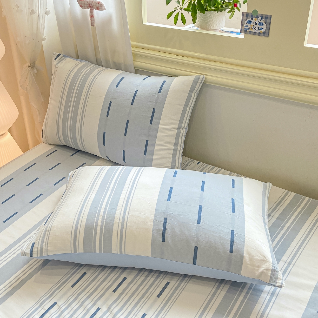 91家纺网 家纺一手货源 找家纺 灰鲸 2025新款全棉纯棉磨毛单床单 速律-蓝