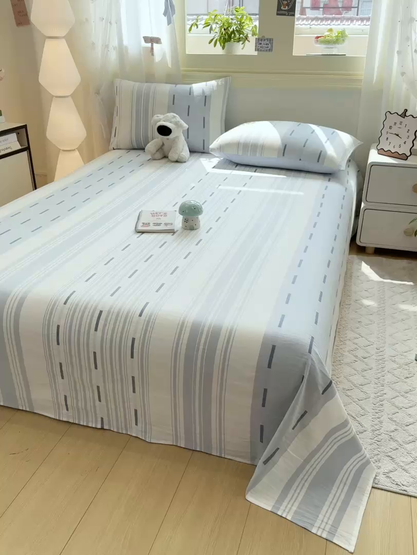 91家纺网 家纺一手货源 找家纺 灰鲸 2025新款全棉纯棉磨毛单床单 速律-蓝