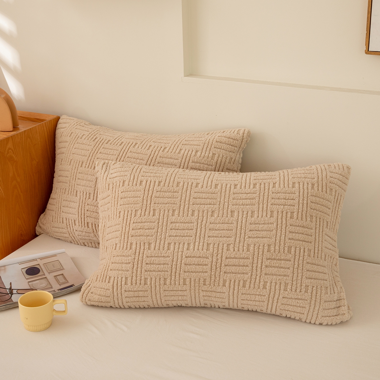 91家纺网 家纺一手货源 找家纺 牛魔王家居 2025新款加厚保暖羊羔绒冬被被子舒棉绒提花塔芙绒外贸跨境专供 暖冬系列-卡其