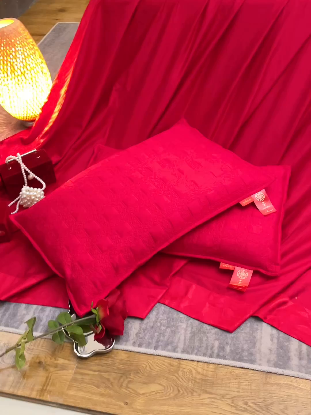 91家纺网 家纺一手货源 找家纺 （总）糖果枕芯 2025新款全荞麦欢喜婚庆荞麦大红枕芯-欢喜