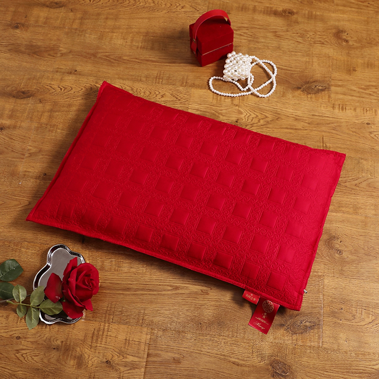 91家纺网 家纺一手货源 找家纺 （总）糖果枕芯 2025新款全荞麦欢喜婚庆荞麦大红枕芯-欢喜