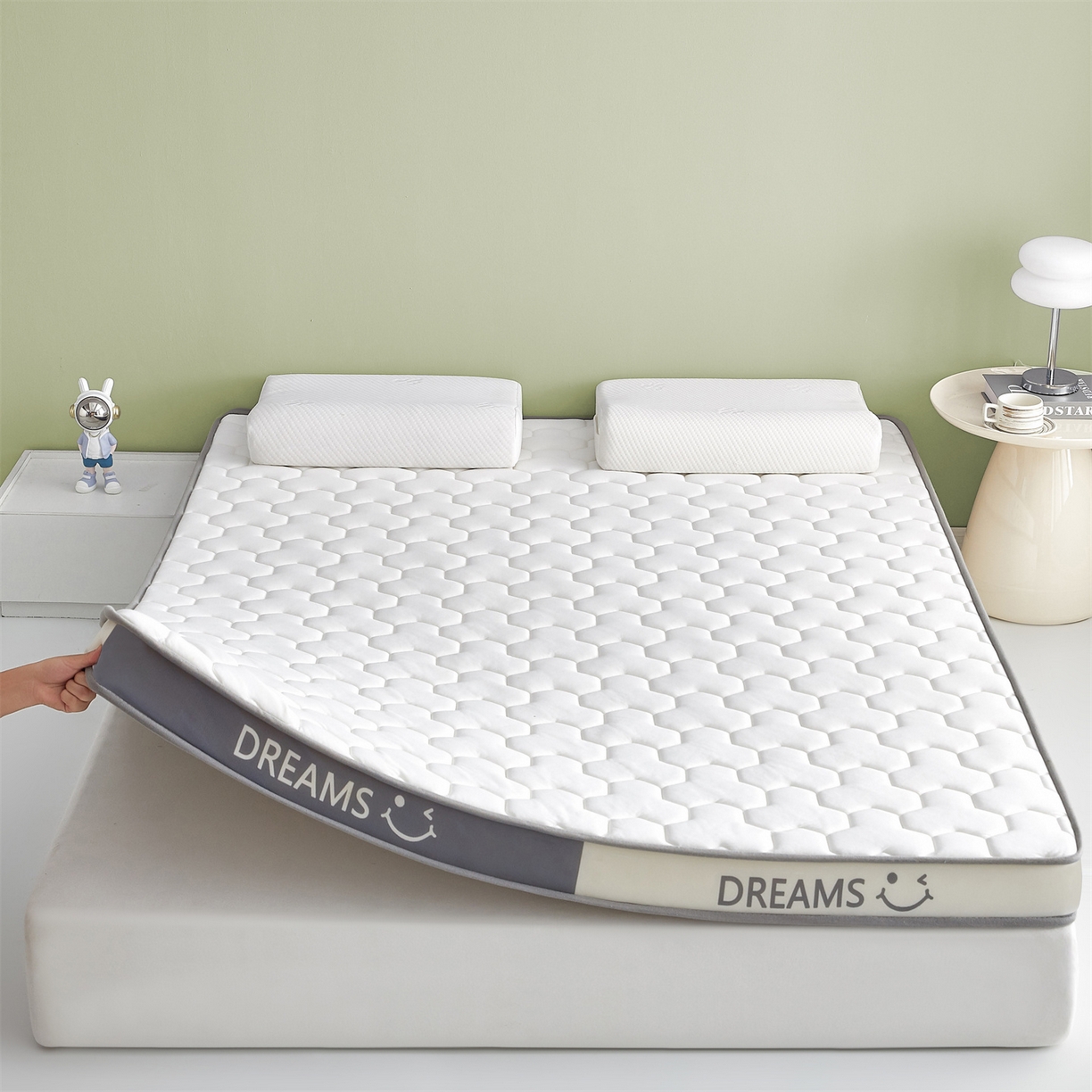 91家纺网 家纺一手货源 找家纺 （总）布卢姆床垫 2025新款A类针织乳胶立体记忆海绵床垫成人款-微笑