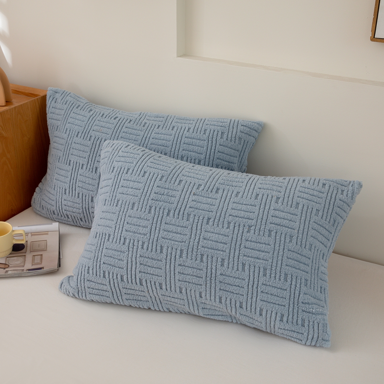 91家纺网 家纺一手货源 找家纺 牛魔王家居 2025新款加厚保暖羊羔绒冬被被子舒棉绒提花塔芙绒外贸跨境专供 暖冬系列-浅兰灰