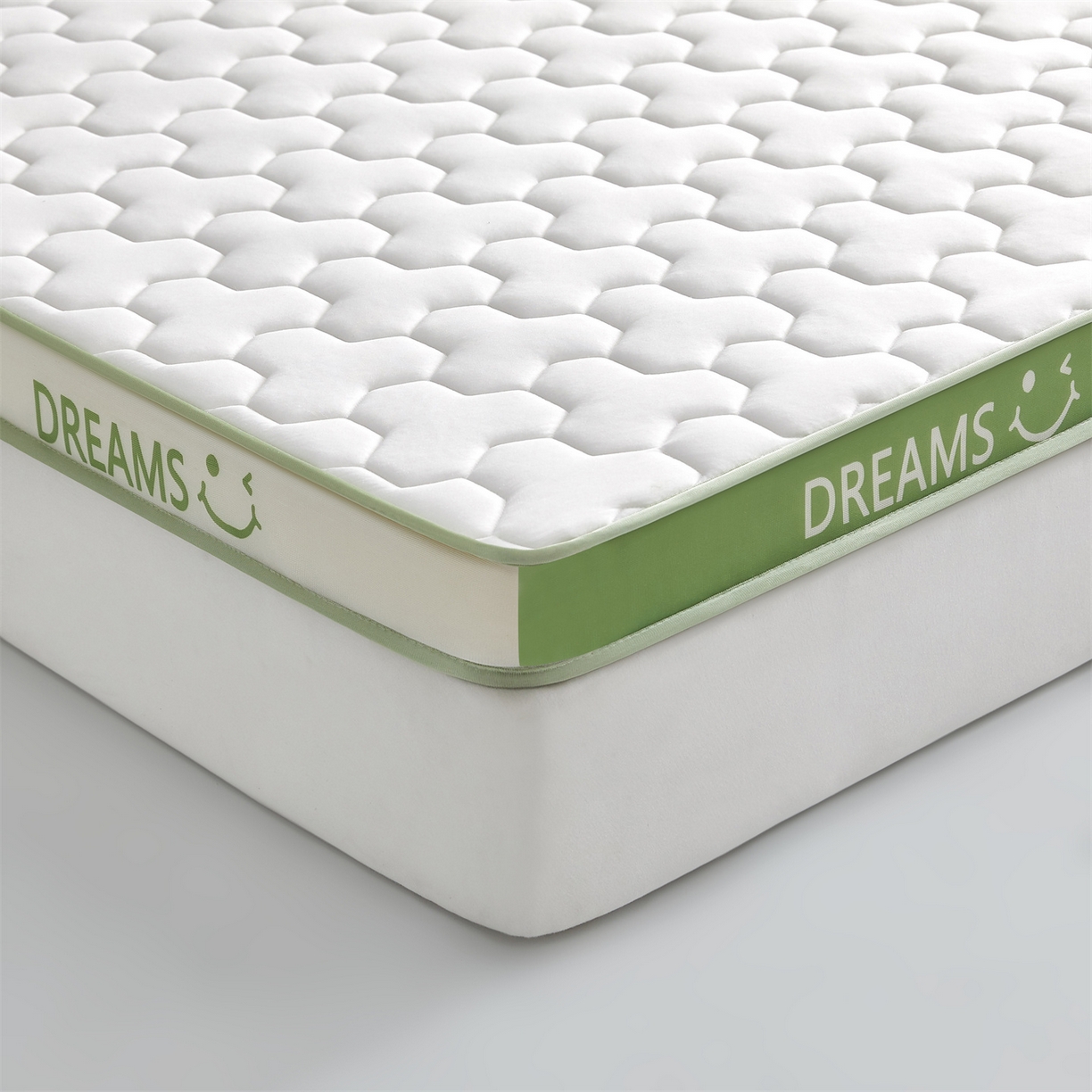 91家纺网 家纺一手货源 找家纺 布卢姆床垫 2025新款A类针织乳胶立体记忆海绵床垫成人款-微笑 微笑-白绿