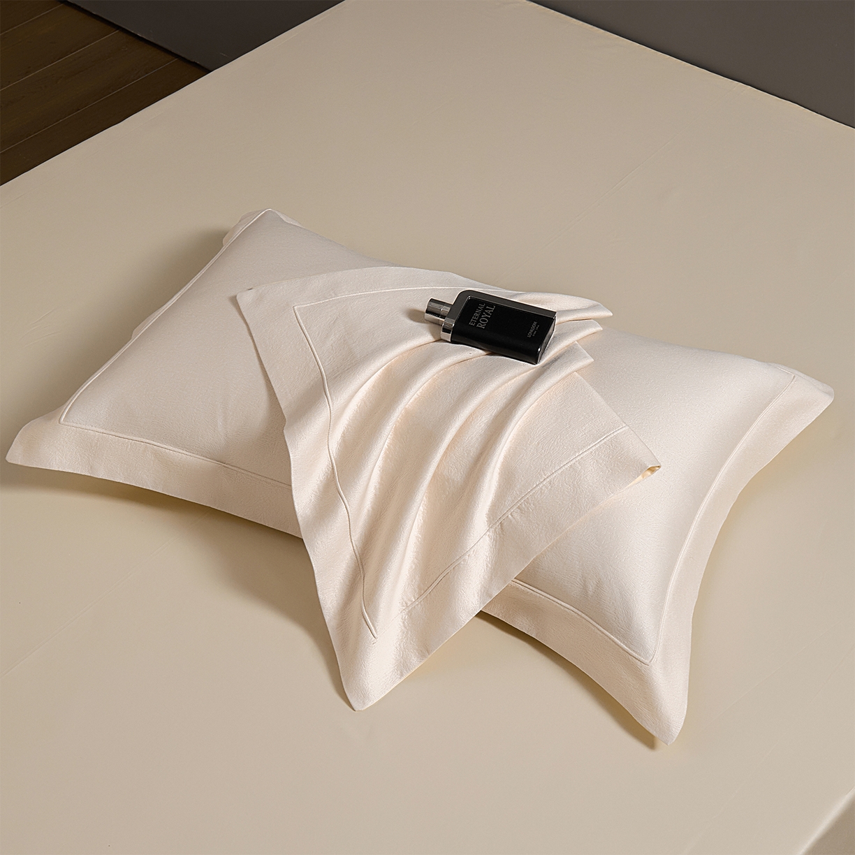 91家纺网 家纺一手货源 找家纺 元元家居（元元被业） 2025新款百支全棉高精密厚织系列四件套-恬蕴系列 恬蕴-贝壳白