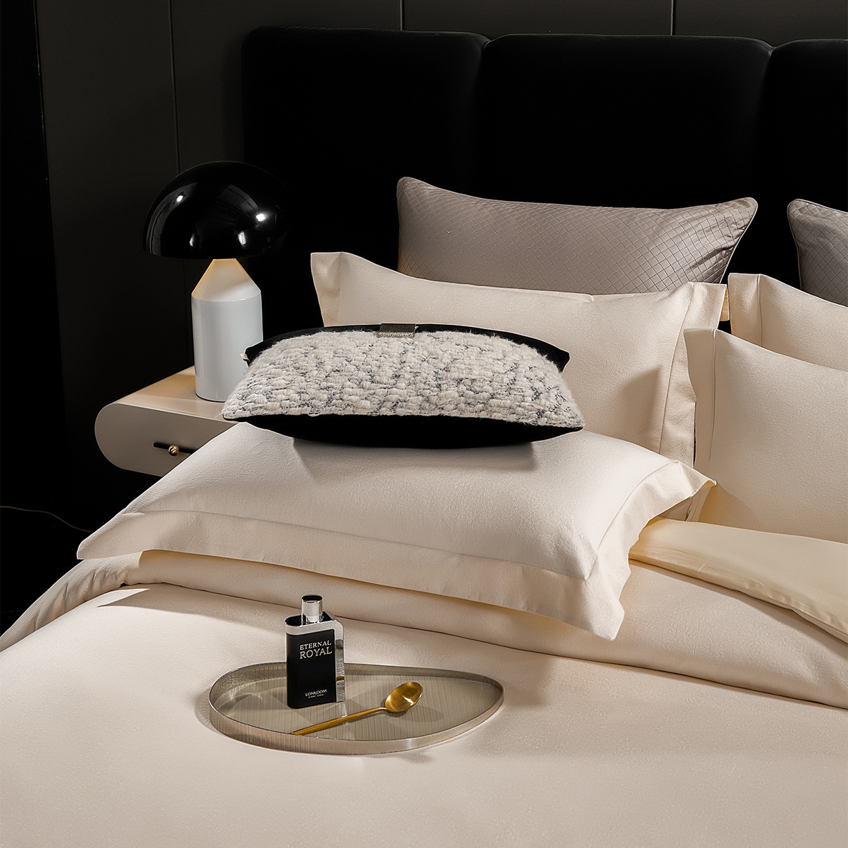 91家纺网 家纺一手货源 找家纺 元元家居（元元被业） 2025新款百支全棉高精密厚织系列四件套-恬蕴系列 恬蕴-贝壳白