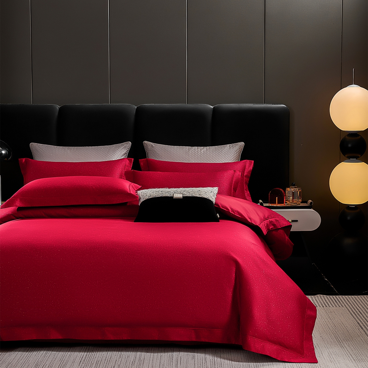 91家纺网 家纺一手货源 找家纺 元元家居（元元被业） 2025新款百支全棉高精密厚织系列四件套-恬蕴系列 恬蕴-玛瑙红