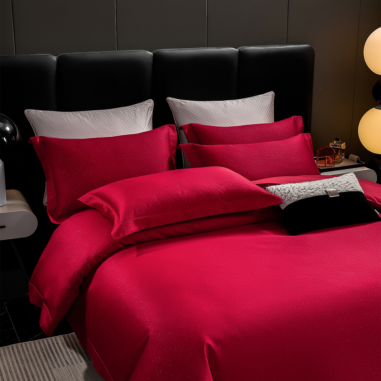 91家纺网 家纺一手货源 找家纺 元元家居（元元被业） 2025新款百支全棉高精密厚织系列四件套-恬蕴系列 恬蕴-玛瑙红