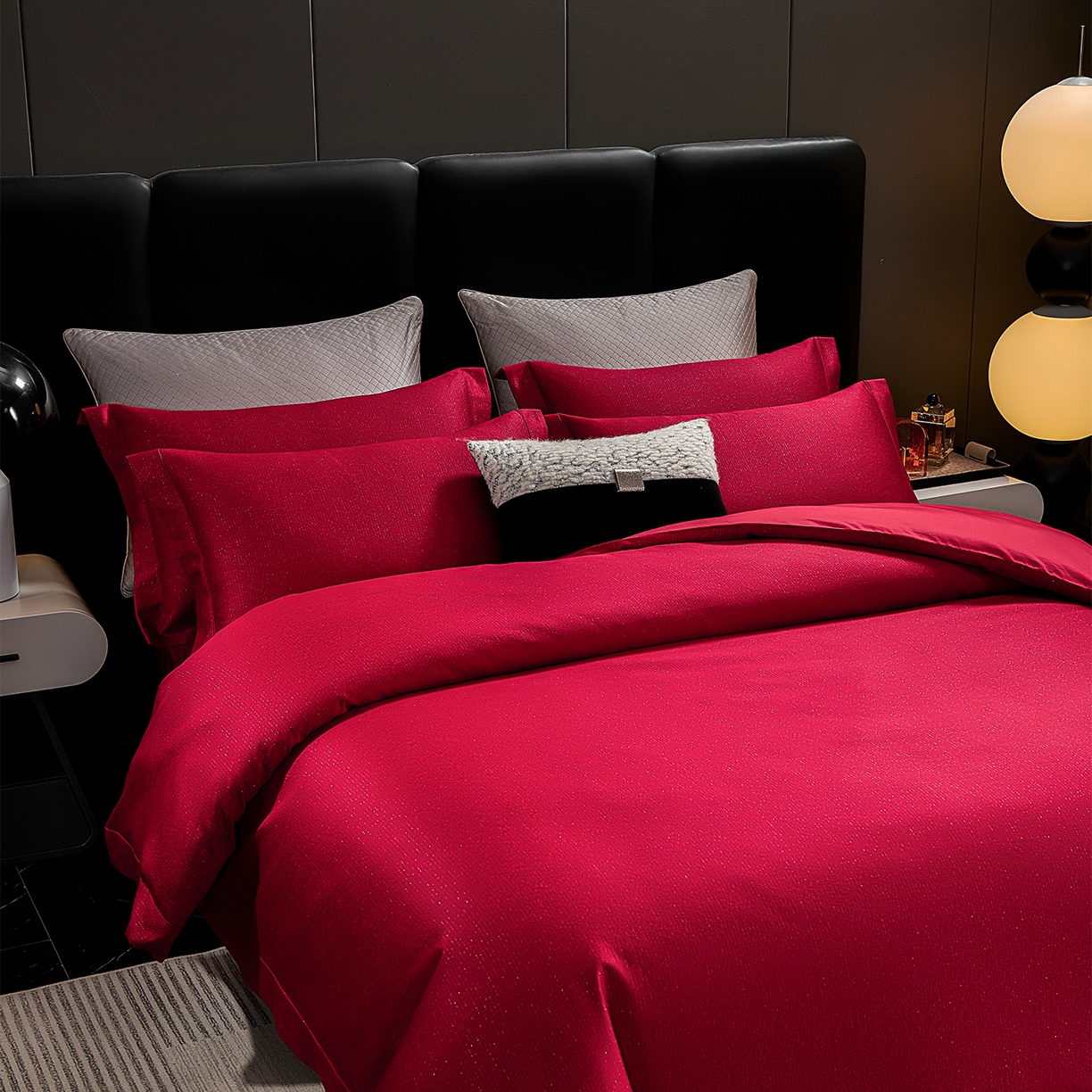 91家纺网 家纺一手货源 找家纺 元元家居（元元被业） 2025新款百支全棉高精密厚织系列四件套-恬蕴系列 恬蕴-玛瑙红