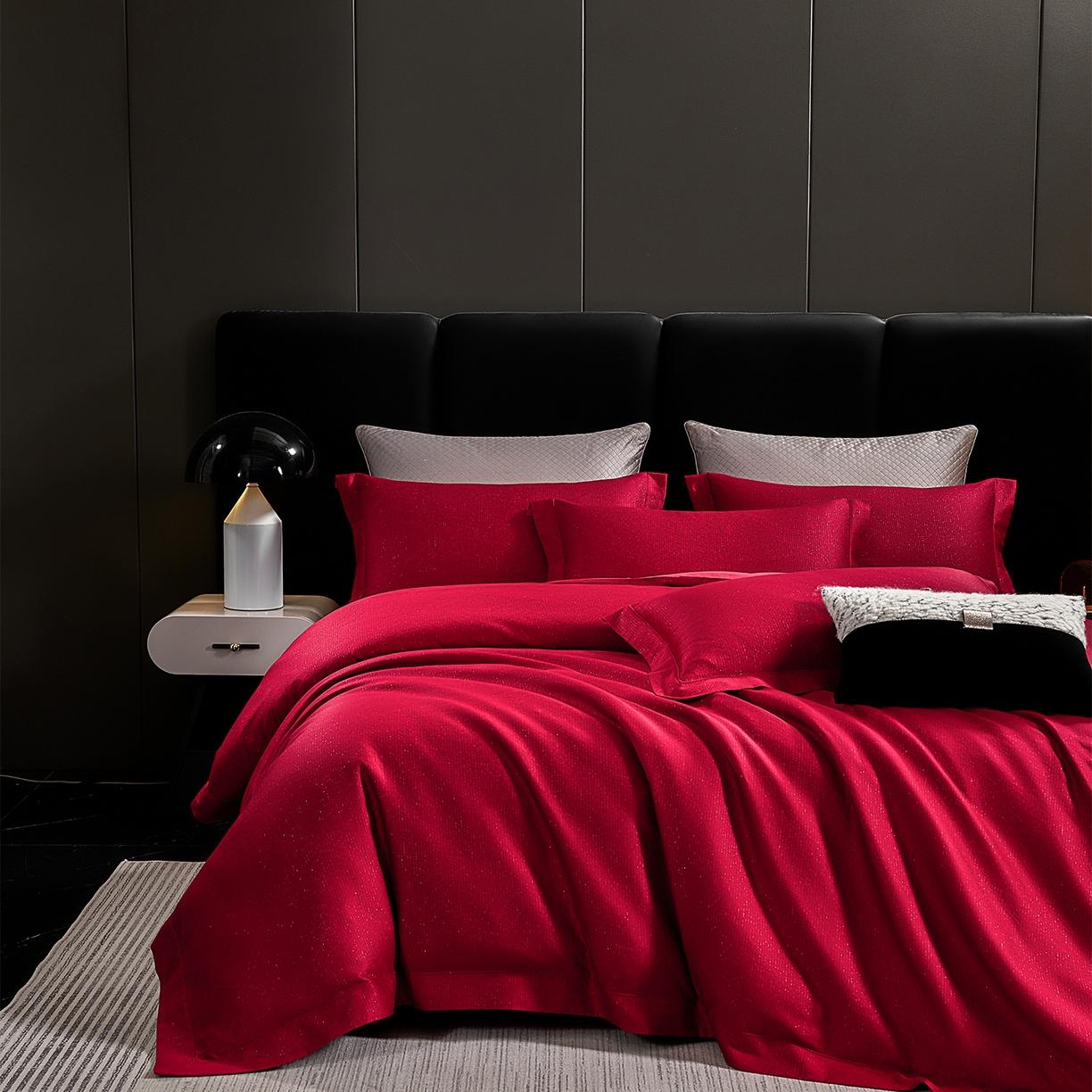 91家纺网 家纺一手货源 找家纺 元元家居（元元被业） 2025新款百支全棉高精密厚织系列四件套-恬蕴系列 恬蕴-玛瑙红