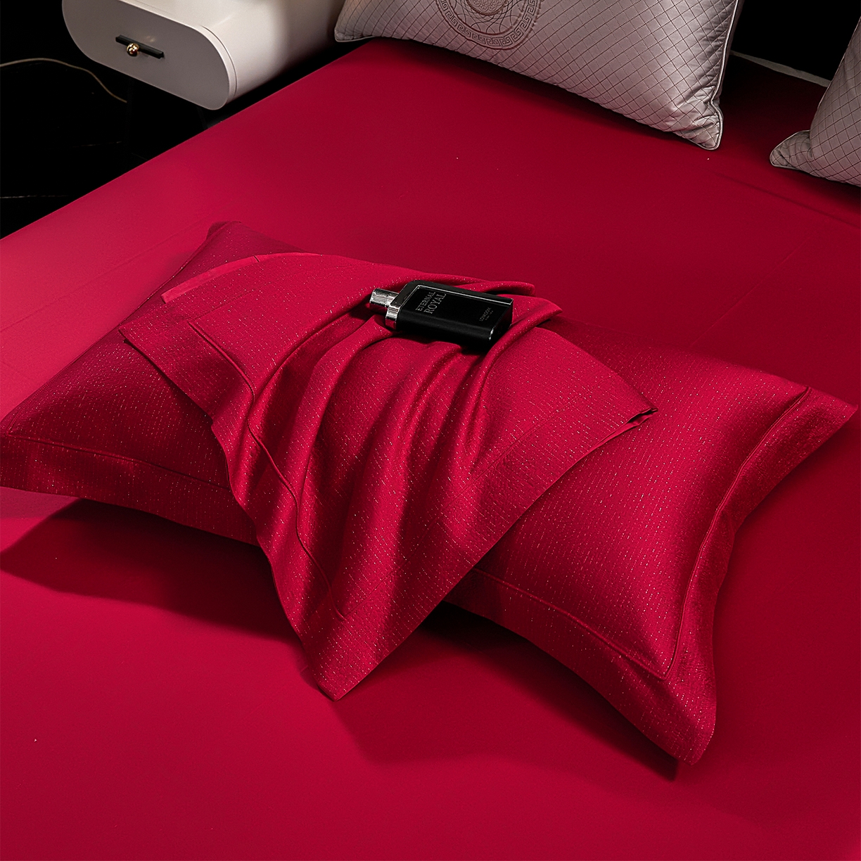 91家纺网 家纺一手货源 找家纺 元元家居（元元被业） 2025新款百支全棉高精密厚织系列四件套-恬蕴系列 恬蕴-玛瑙红