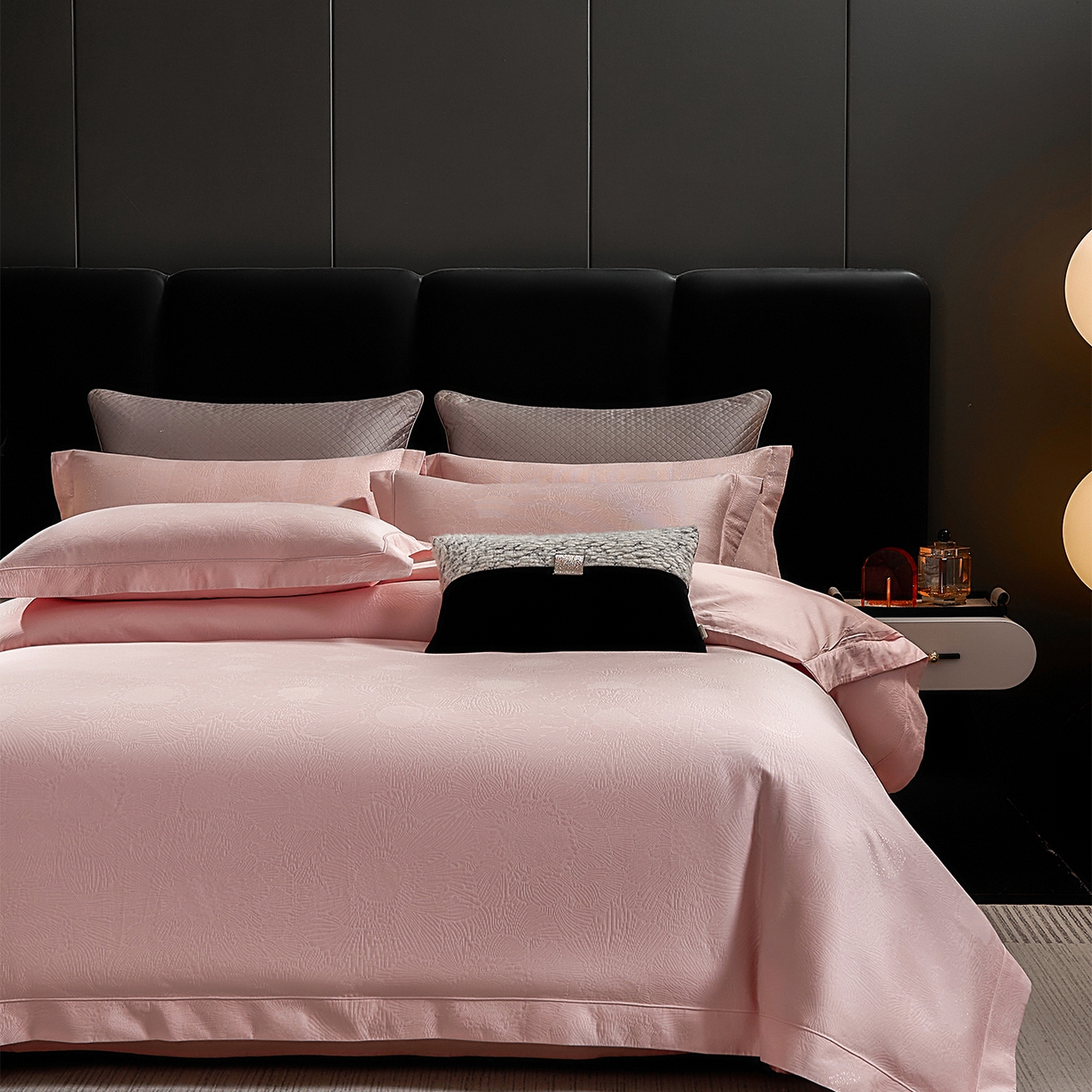 91家纺网 家纺一手货源 找家纺 元元家居（元元被业） 2025新款百支全棉高精密厚织系列四件套-恬蕴系列 恬蕴-樱花粉